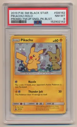 PSA 8 Pokemon Black Star Promo Pikachu #SM162 NM/MINT Condition! - Image 1