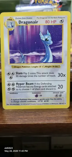 Pokemon Dragonair Base Set Shadowless Regular 18/102 Rare 80 HP English 1999 - Image 3