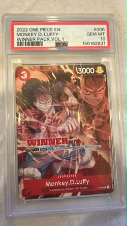 PSA 10 Gem Mint Luffy Winner Pack Promo Vol 1 2022 P-006 English One Piece Card - Image 1