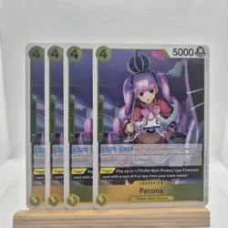 Perona OP14-111 Rare The Azure Sea's Seven One Piece TCG Playset x4 | NM | - Image 1