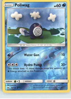Poliwag 30/149 Common SM Base Set Pokemon Reverse Holo Near Mint - Image 1