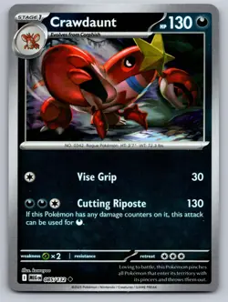 Crawdaunt 085/132 Uncommon Mega Evolution Pokemon Reverse Holo Near Mint - Image 1