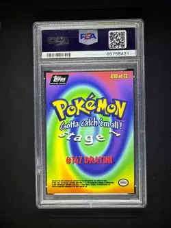 Black Logo 2nd Print topps Pokemon The First Movie Rainbow Foil E10 Dratini PSA - Image 2