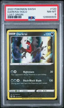 POKEMON #120 DARKRAI HOLO PSA 8 2022 SWORD & SHIELD LOST ORIGIN POP 26 - Image 1