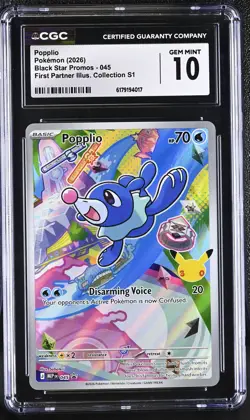 Popplio #045 First Partner Black Star Promo CGC 10 Gem Mint - Image 1