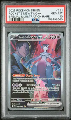 2025 POKEMON DRI EN-DESTINED RIVALS #231 TEAM ROCKET'S MEWTWO EX PSA 10 - Image 1