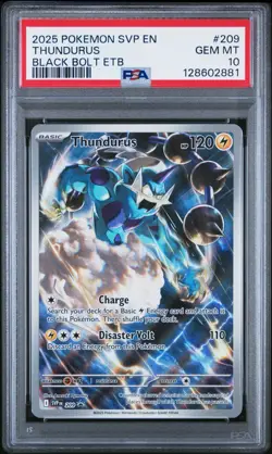 2025 POKEMON SVP EN-SV BLACK STAR PROMO #209 THUNDURUS BLACK BOLT PC ETB PSA 10 - Image 1