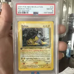 Pokemon TCG Raikou 13/64 Neo Revelation 1st Edition Holo PSA 8 2001 - Image 1