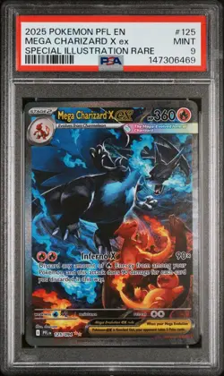 2025 POKEMON PFL SPECIAL ILLUSTRATION RARE #125 MEGA CHARIZARD X EX PSA 9 - Image 1