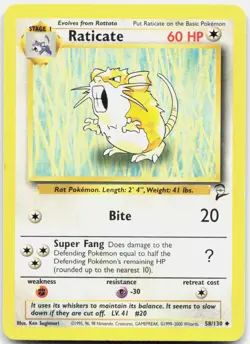 Pokemon TCG Raticate Base Set 2 Uncommon 058/130 - Image 1