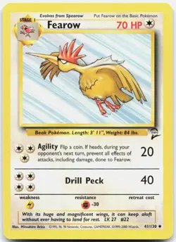 Pokemon TCG Fearow Base Set 2 Uncommon 041/130 - Image 1