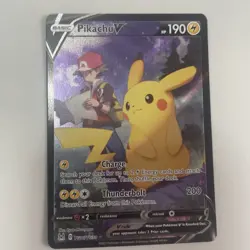 Pokemon TCG Pikachu v TG16/TG30 Lost Origin 2022 Full Art Holo Ultra Rare Card - Image 1