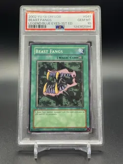 Yugioh Beast Fangs - LOB-041 1st Edition 2002 Short Print Card PSA 10 - Image 1