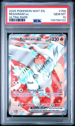 RESHIRAM EX Pokemon Scarlet Violet White Flare Full Art Ultra Rare #158 PSA 10 - Image 1