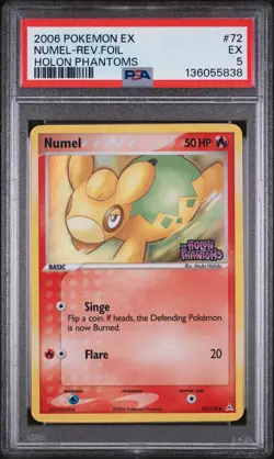 2006 POKEMON EX HOLON PHANTOMS #72 NUMEL-REVERSE FOIL PSA 5 - Image 1
