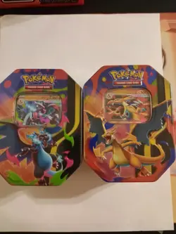 2 Pokemon TCG Mega Charizard X + Y ex Tin Bundle Sealed New - Image 1