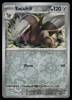 Excadrill 147/197 Uncommon Obsidian Flames Pokemon Reverse Holo Near Mint - Image 1