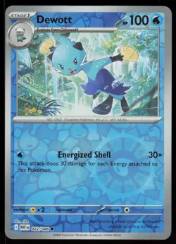 Dewott 022/086 Common White Flare Pokemon Reverse Holo Near Mint - Image 1