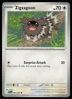 Zigzagoon 081/094 Common Phantasmal Flames Pokemon Near Mint - Image 1