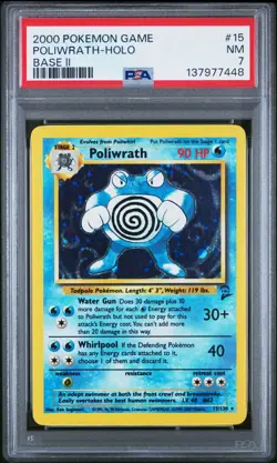 Pokemon Base Set 2 Poliwrath 15/130 PSA 7 - Image 1