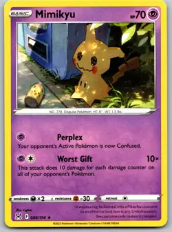 Mimikyu 080/196 Rare Lost Origin Pokemon Near Mint - Image 1