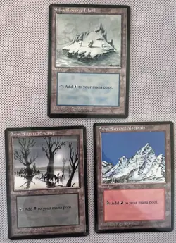 3x Snow-Covered Swamp Mountain Island (Ice Age, English, 1995) MTG LP - Image 1