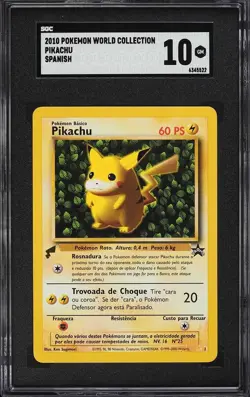 2010 Pokemon Spanish World Collection Pikachu SGC 10 GEM MINT - Image 1