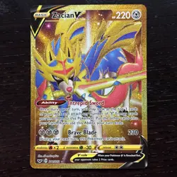Zacian V 211/202 Pokemon Sword & Shield Base Set Secret Rare Gold Holo Card NM - Image 1