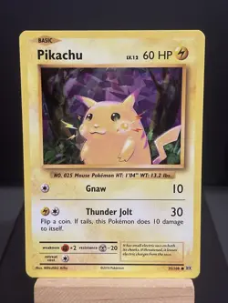 Pokemon Card Pikachu 35/108 Evolutions Cracked Ice Holo Bleed Near Mint - Image 1