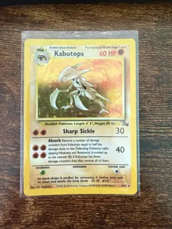 Pokemon TCG Kabutops Fossil Holo Unlimited Rare Card 9/62 LP-NM Condition - Image 2