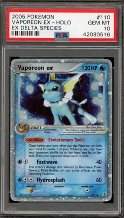 Pokemon Vaporeon ex EX Delta Species Holo Ultra Rare #110 PSA 10 Gem Mint - Image 1