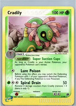 Cradily - 3/100 EX Sandstorm 2003 - E Reader - Pokemon TCG - Reverse Holo - Image 1