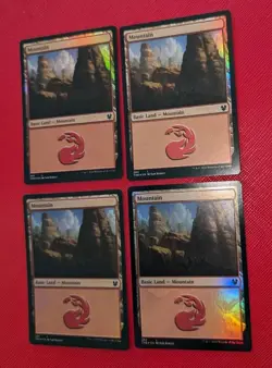 MTG 4 x *FOIL * Theros Beyond Death MOUNTAIN #284 NM - Image 1