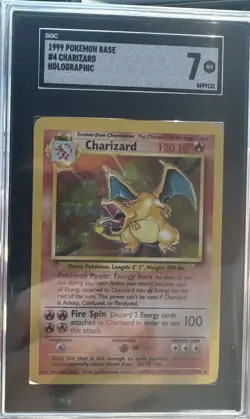 🔥 1999 Pokemon Base Set Charizard Holo #4/102 – SGC 7 Near Mint 🔥 - Image 1