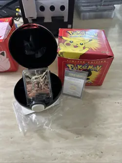 1999 Burger King Pokemon 23K Gold Plated Pikachu #25 Card &Pokeball Case COA Box - Image 1