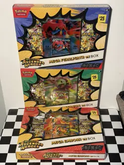Pokemon TCG ASCENDED HEROES Mega ex Box Lot Of 3 Meganium Emboar Feraligatr - Image 4