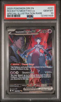 2025 POKEMON DRI EN-DESTINED RIVALS #231 TEAM ROCKET'S MEWTWO EX PSA 10 - Image 1