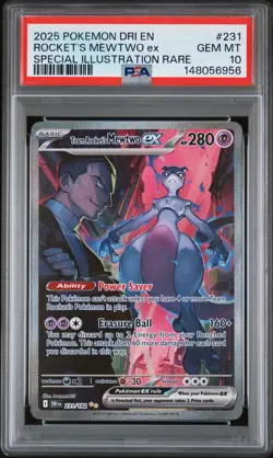 2025 POKEMON DRI EN-DESTINED RIVALS #231 TEAM ROCKET'S MEWTWO EX PSA 10 - Image 1