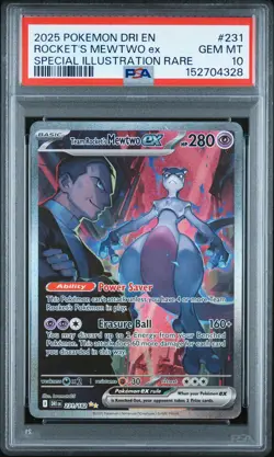 2025 POKEMON DRI EN-DESTINED RIVALS #231 TEAM ROCKET'S MEWTWO EX PSA 10 - Image 1