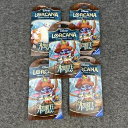 5 PACKS Disney Lorcana TCG Azurite Sea SHIMMERING SKIES Sleeved Booster READ DES - Image 1