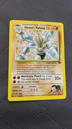 1995-2000 Pokemon Card: Giovanni’s Machamp Rare Holo 6/132 - Image 1