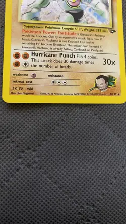 1995-2000 Pokemon Card: Giovanni’s Machamp Rare Holo 6/132 - Image 4
