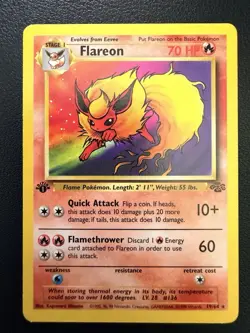 Pokemon TCG Flareon 1st Edition Jungle Card 19/64 Regular Non-Holo Rare - Image 1