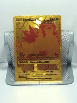 Entei GX HP 180 - Pokemon Fan Art - Textured Gold Foil Card - NM - Image 1