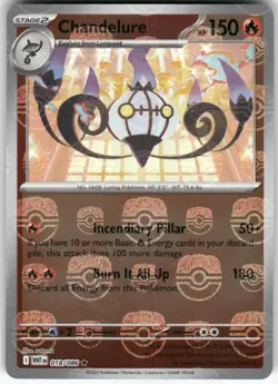 Chandelure (Master Ball Pattern) 018/086 Holo Rare White Flare Pokemon Near Mint - Image 1