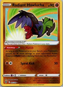 Radiant Hawlucha 081/189 Radiant Rare Astral Radiance Pokemon Near Mint - Image 1