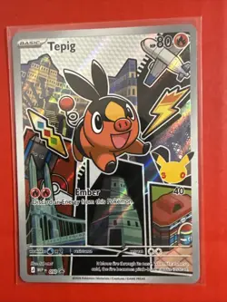 Tepig 050 Series 2 First Partner Illustration Collection, Pokemon Promo, In Hand - Image 1