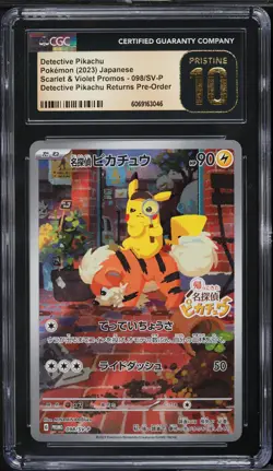2023 Pokemon Japanese SV Promo Pre-Order Detective Pikachu #98 CGC 10 PRISTINE - Image 1