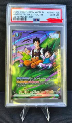 PSA 10 Son Goten/Trunks Youth FB07-105 Alternate Art Dragon Ball Fusion World SR - Image 1