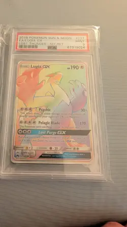 Pokemon 2018 Sun & Moon Lost Thunder Lugia GX 227/214 Secret Full Art PSA 9 - Image 1